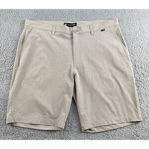 Travis Mathew Tan Beck Flat Front Performance Golf Shorts Men's Size 38
